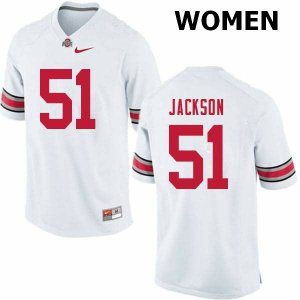 Women's Ohio State Buckeyes #51 Antwuan Jackson White Nike NCAA College Football Jersey Fashion UNM5844MB